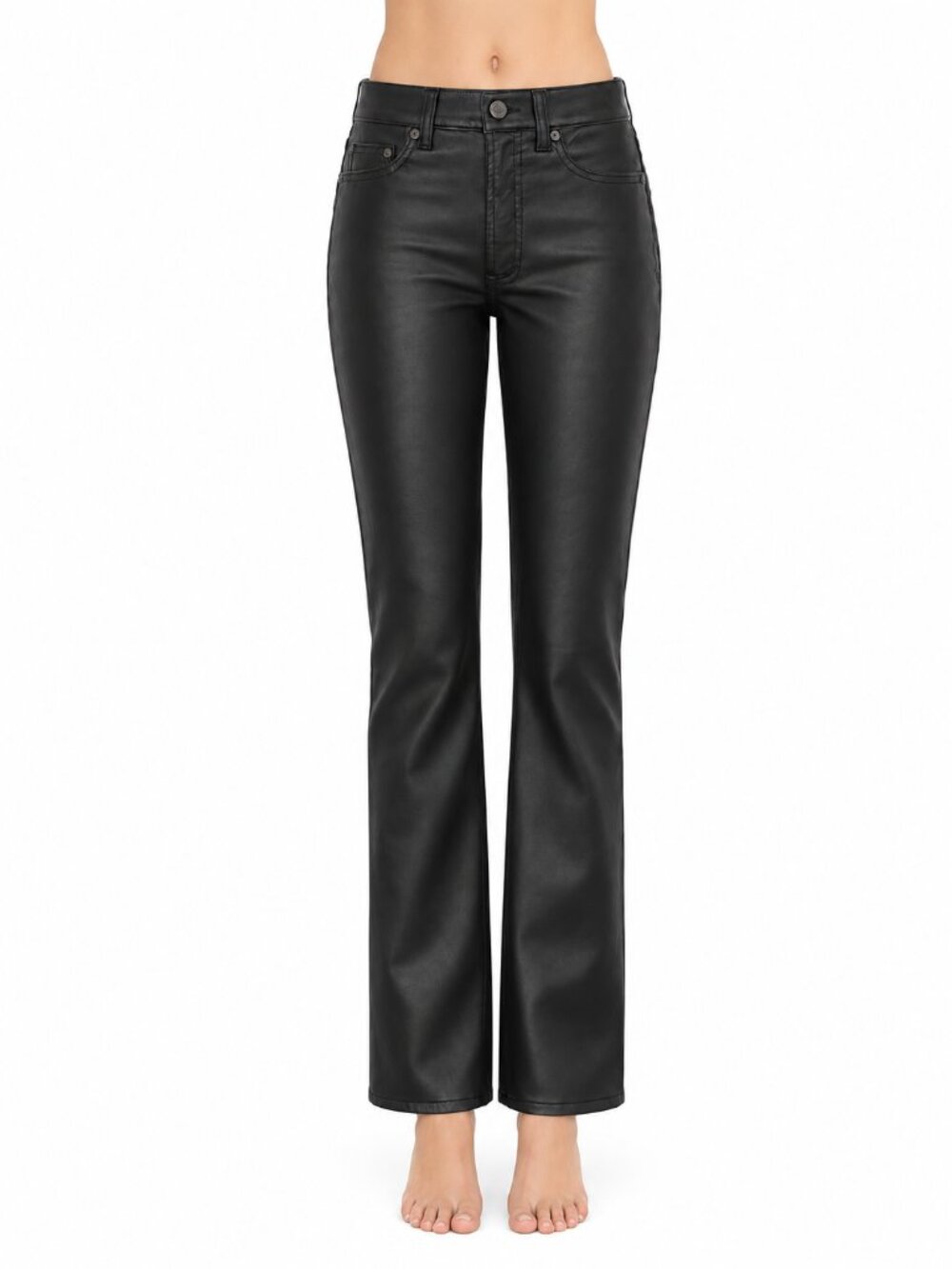 GAP Women's Vintage Slim High Rise Black Faux Leather Pants, 6/28"